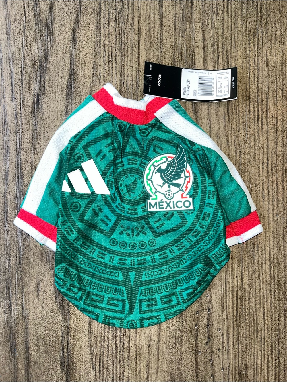 XS adidas Mexico Green Pet Soccer Top with Red & White Trim